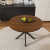 Retractable Dining Table, Round Extendable 6 Person Table - Walnut - Image 7
