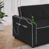 Sofa Bed, 3 In 1 Convertible Sofa Chair Bed, Adjustable Backrest Chair, Chaise Lounge With USB Ports, Cup Holder, Side Pocket - Black - Image 5