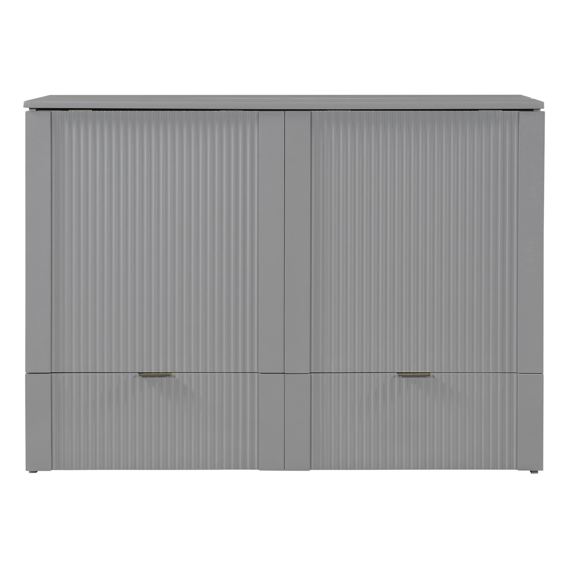 Full Size Murphy Bed With Drawer And A Set Of Sockets & USB Ports, Pulley Structure Design - Gray - Image 6