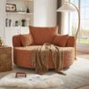 360° Swivel Chair Accent Barrel Chair Swivel Round Sofa Chair With 3 Removable Pillows For Living Room, Office And Hotel - Orange Red - Image 10