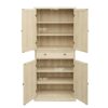 4 Door Storage Cabinet With 1 Drawer And 4 Adjustable Inner Shelves - Natural - Image 5