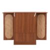 Home Bar Cabinet, Industrial Rattan Door Fold Out Bar Cabinet With Storage Bar Table - Walnut - Image 16