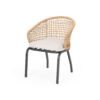 Outdoor Wicker Chair With Powder Coated Iron Legs - Light Brown - Image 5
