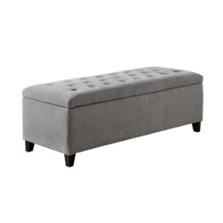 Modern Tufted Top Soft Close Storage Bench Upholstered Polyester - Gray