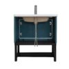 Modern Freestanding Bathroom Vanity With White Ceramic Sink, Hot And Cold Faucet, 2 Door Cabinet & Open Iron Shelf, Magnesium Oxide Frame - Blue - Image 11