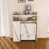 Multifunctional Folding Dining Table With Wall Mounted Sideboard & Storage Space Saving Design - White - Image 16