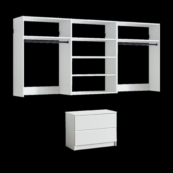 Devi - Wall Mounted Wood Closet System With Modular Units - White