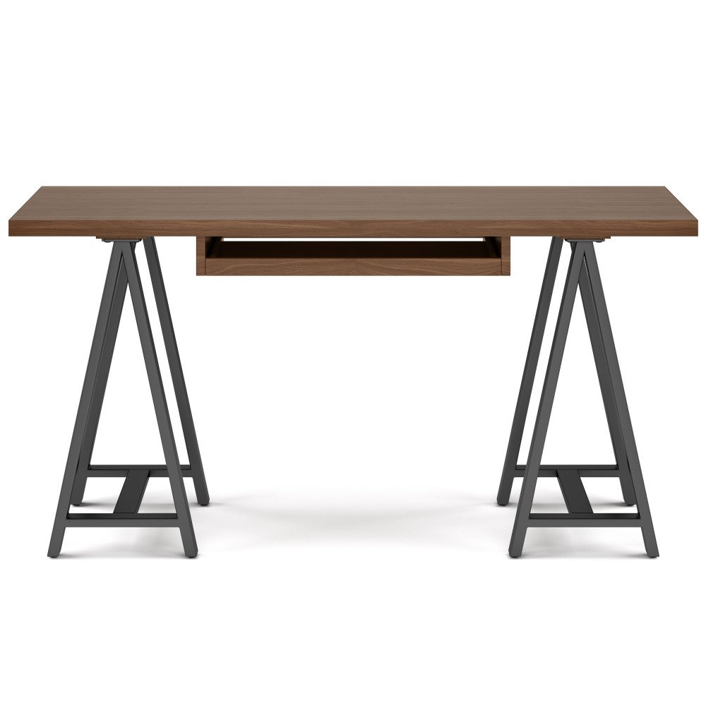 Sawhorse - Solid Walnut Veneer And Metal Desk - Walnut - Image 5