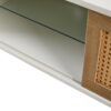 Rattan TV Cabinet With Variable Color Light Strip, Double Sliding Doors For Storage, Adjustable Shelf, Metal Legs, TV Console For Living Room - White - Image 12