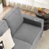 Modern Snowfleece Fabric 3 Seater Sofa With Cup Holders - Gray - Image 11