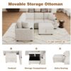 Sectional Sofa Convertible Pull Out Sofa Bed L - Shaped Sofa U - Shaped Sofa With A Movable Storage Ottoman For Living Room - Beige - Image 6