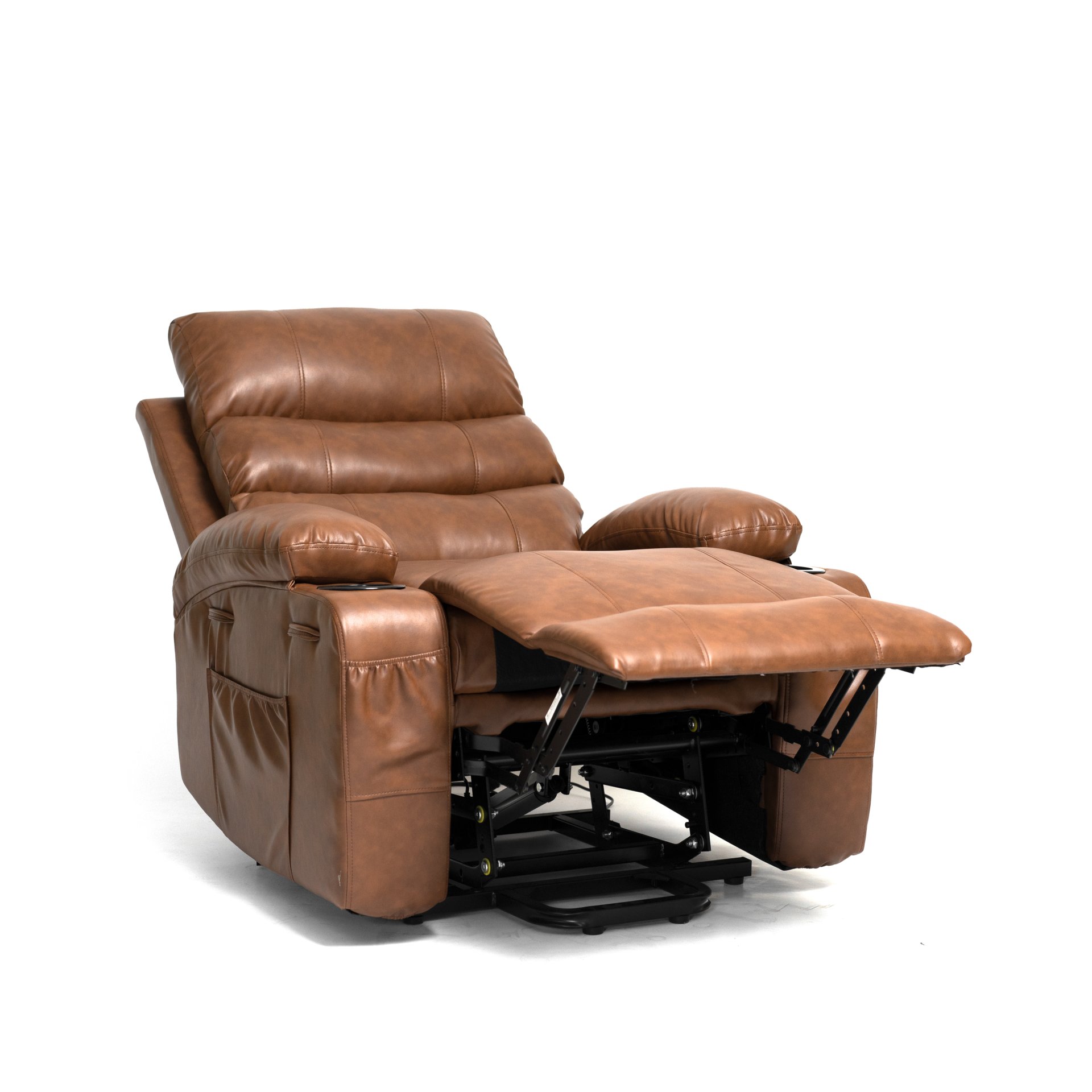 Electric Power Lift Recliner Chair Sofa, Vibration Massage, And Cup Holders - Brown - Image 10
