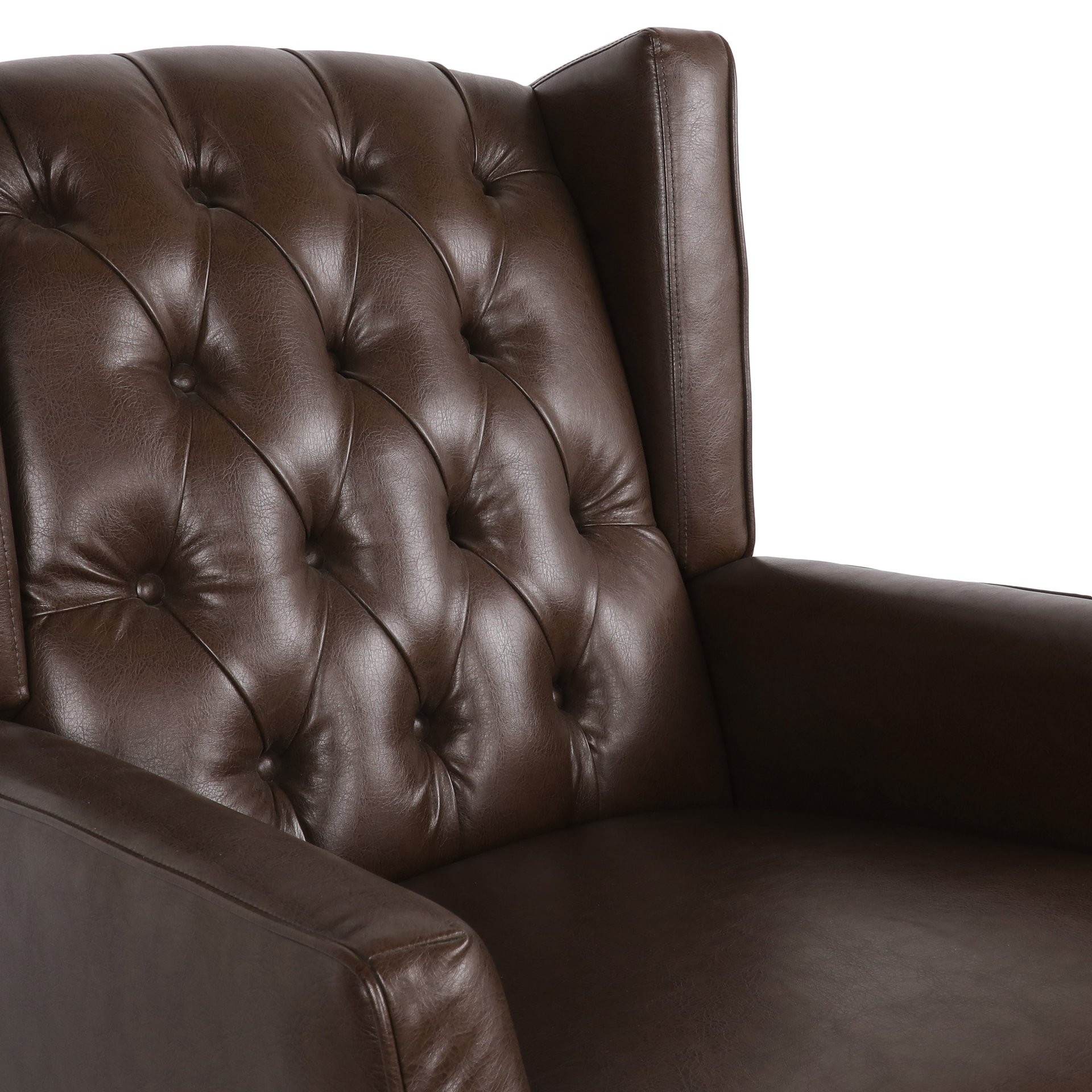 Amedou - Contemporary Tufted Wingback Rocking Chair - Dark Brown - Image 13