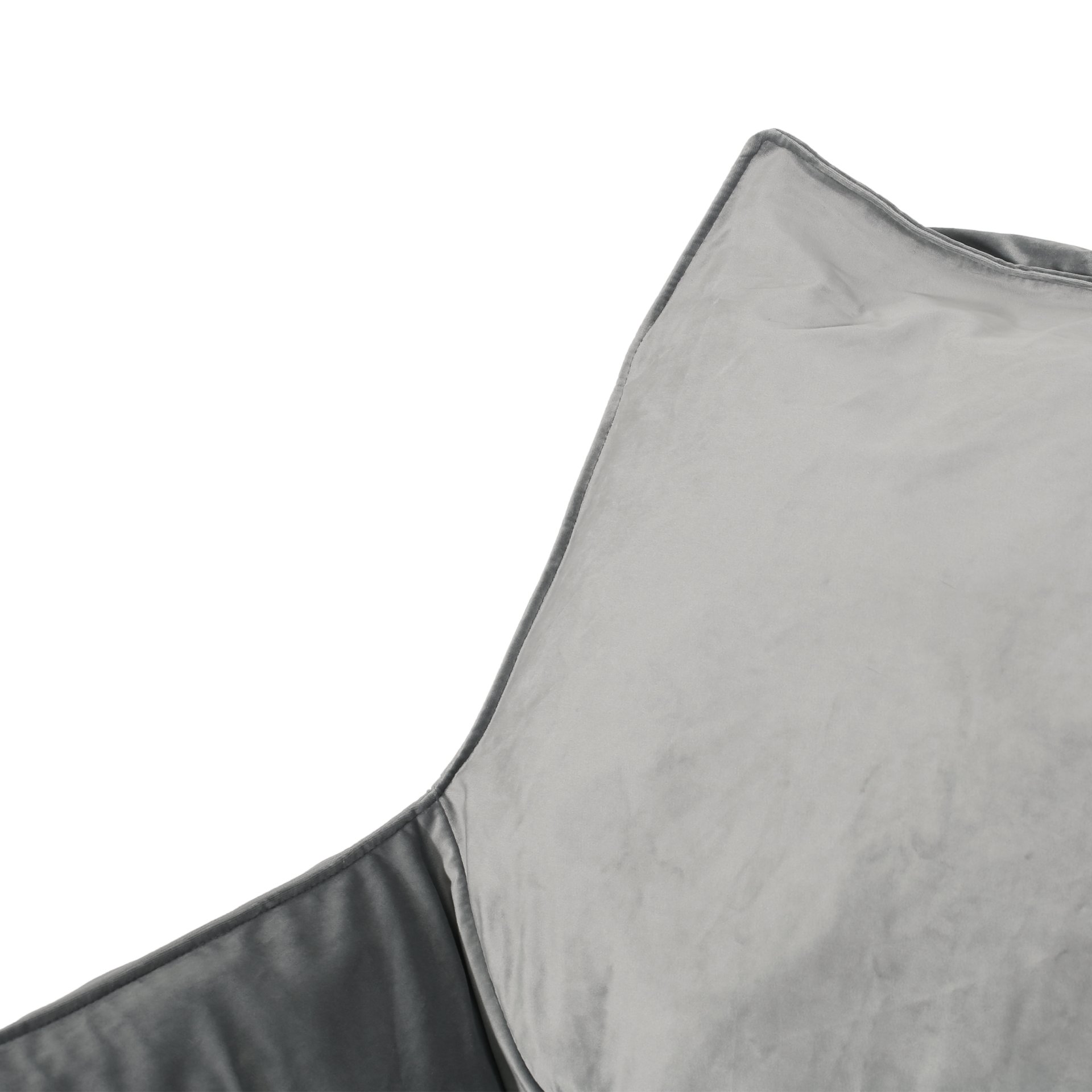 Allea - Velveteen Bean Bag Chair With Armrests - Soft Gray - Image 6