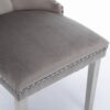 Nikki - Modern, High-End Tufted Solid Wood Contemporary Velvet Upholstered Dining Chair With Chrome Stainless Steel Plating Legs, Nailhead Trim (Set of 2) - Gray / Chrome - Image 9