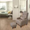 Living Room Sofa Single Chair And Ottoman, Modern Multi-Function Fabric Living Room Sofa Lounge Chair Bed And Stool. Soft Leisure Single Chair Adjustable Into 5 Angles With Sofa Bed - Gray - Image 8