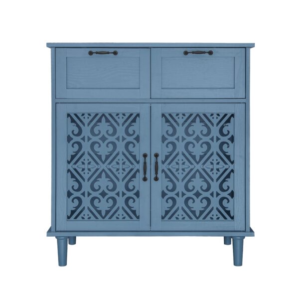 2 Door 2 Drawer Cabinet, American Furniture, Suitable For Bedroom, Living Room, Study - Blue