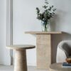 Round Side Table With Pedestal Base - Cream - Image 12