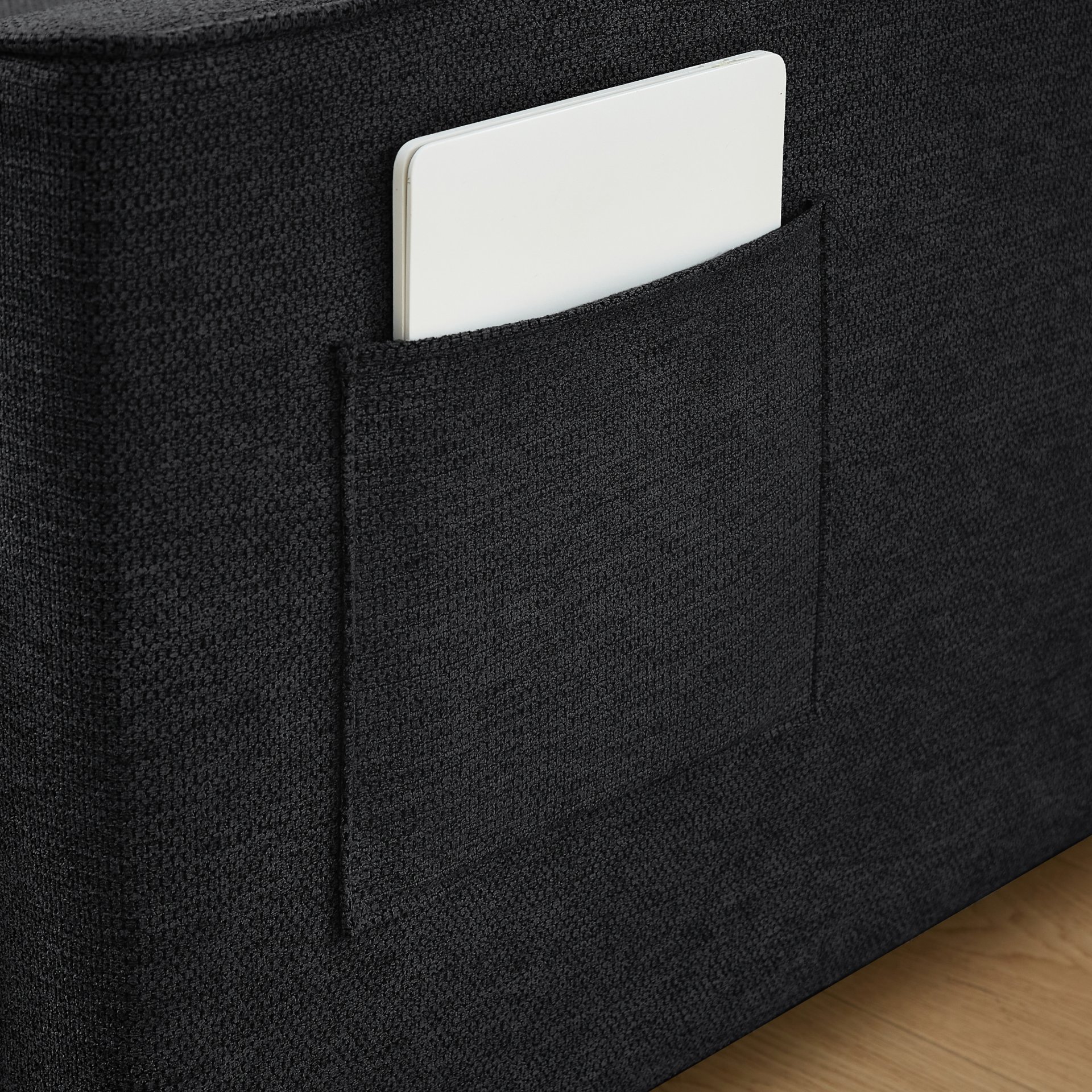 3 In 1 Convertible Sleeper Sofa Bed, Modern Fabric Loveseat Futon Sofa Couch Pullout Bed, Small Love Seat Lounge Sofa Reclining Backrest, Pillows, Pockets, Home Furniture For Living Room - Black - Image 9