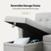 Lucca - Linen Reversible Sleeper Sectional Sofa With Storage Chaise - Light Gray - Image 15