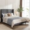 Harper - Tall Headboard Upholstered Bed With High Headboard - Gray - Image 4