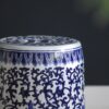 Ceramic Garden Stool, Small Side Tabel - White / Blue - Image 8