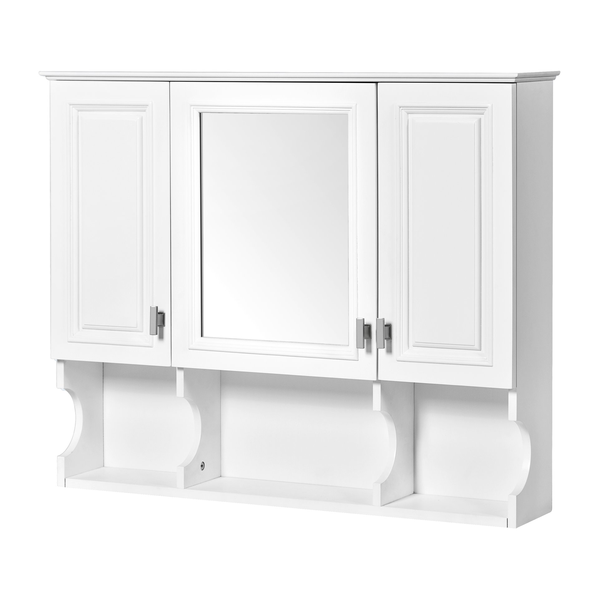Wall Mounted Bathroom Medicine Cabinet, Modern Bathroom Wall Cabinet With Mirror, Mirror Cabinet With Open Shelves - White - Image 15
