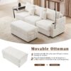Modern Style 3 Seater Sofa Sectional Sofa Couch With Storage Space, A Movable Ottoman, Two USB Ports, Two Cup Holders, A Phone Holder For Living Room - Beige - Image 17