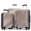3 Piece Luggage Sets Lightweight Suitcase With Two Hooks, Spinner Wheels, (20/24/28) - Gold - Image 10