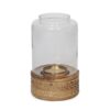 Lippert Boho Handcrafted Mango Wood Hurricane Candle Holder With Tempered Glass And Metal Accents, Large - Natural - Image 6