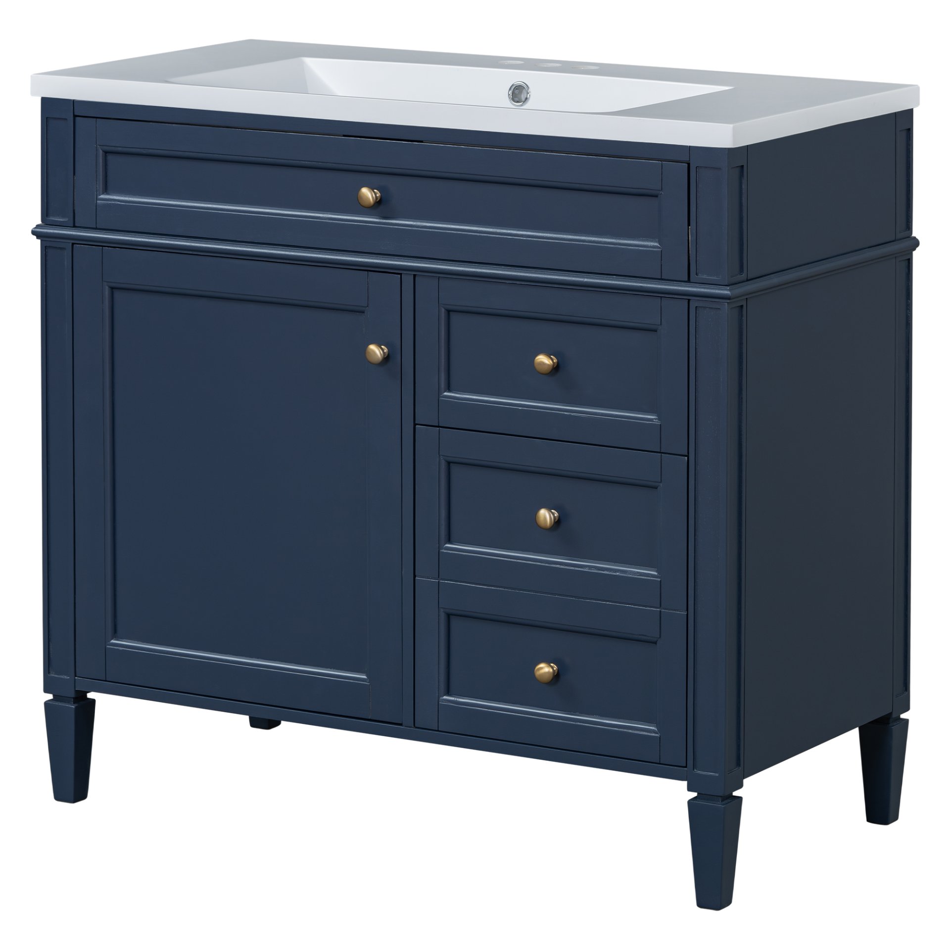 Bathroom Vanity With Top Sink, Modern Bathroom Storage Cabinet With 2 Drawers And A Tip-Out Drawer, Single Sink Bathroom Vanity - Blue - Image 13