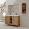 Elegant 48" Freestanding Bathroom Vanity With Double Resin Sink And Storage Rack Soft Close Doors - Imitative Oak - Image 2