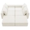 Modular U Shaped Sectional With Ottomans, Luxury Cloud Floor Couch With Deep Seat Fully Compressed Upholstered Sofa - Beige - Image 3
