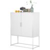 Heavy Duty Metal Buffet Sideboard Modern Steel Storage Cabinet With 2 Shelves, Free Standing Accent Cabinet With Magnetic Doors For Bedroom, Kitchen, And Home Office, Anti-Tip Design - White - Image 12