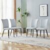 Modern Minimalist Dining And Office Chairs Set With Metal Legs - Light Gray - Image 2