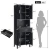Freestanding Tall Bathroom Cabinet With Soft Close Doors And Adjustable Shelves - Black - Image 3