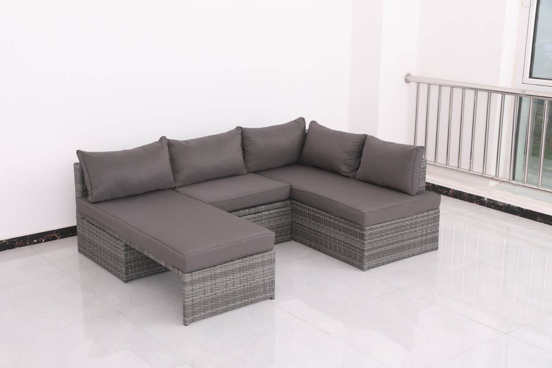 Patio Sofa With Cushions - Gray - Image 5