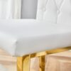 Elegant Vintage Armless Dining Chairs Set With Grid Design And Metal Legs (Set of 4) - White / Gold - Image 10