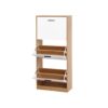 Freestanding Shoe Storage Cabinet With 3 Flip Drawers - White / Natural - Image 15