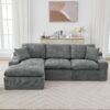 Cloud Sectional Sofa Upholstered Sofa Couch With Double-Layer Cushion And Side Pockets, Free Combined Sectional Sofa Full Compressed Sofa For Living Room - Gray - Image 6
