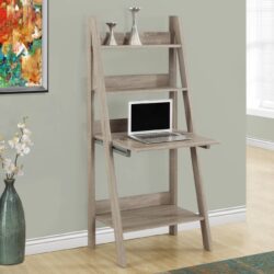 Computer Desk For Home Office, Laptop, Leaning, Storage Shelves, Contemporary & Modern - Taupe