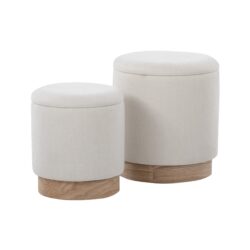 Marla - Contemporary Nesting Ottoman Set - Natural / Cream