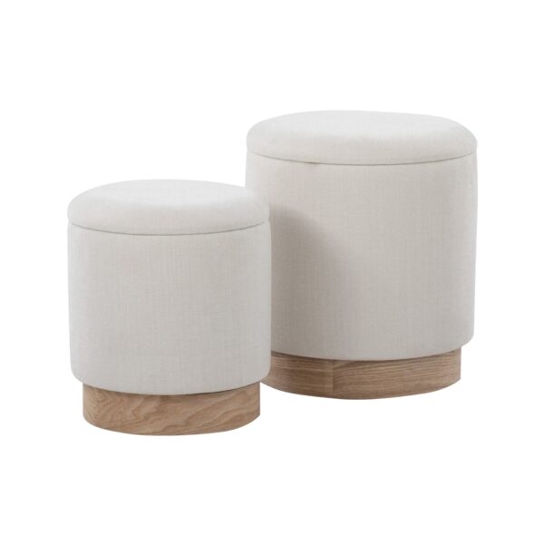 Marla - Contemporary Nesting Ottoman Set - Natural / Cream