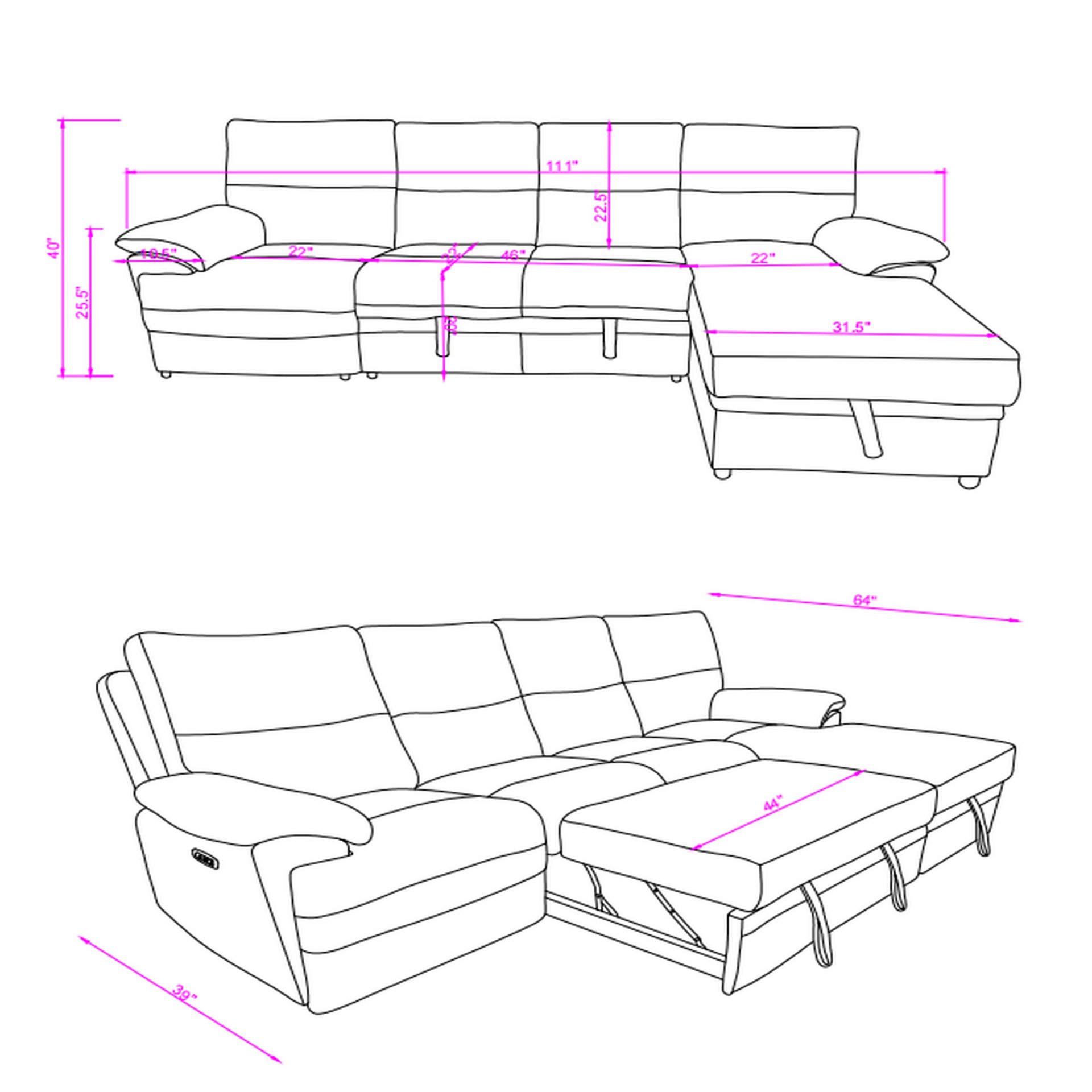 Kia - Sectional With Power And USB - Beige / Brown - Image 3