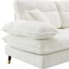 L Shaped Convertible Sectional Sofa 4 Seat Tufted Couch Set With Two Tone Adjust Legs Cloud Movable Ottoman - White - Image 9