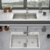 Topmount Drop In Kitchen Sink With Double Bowl Design - Brushed Nickel - Image 6