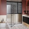 Pivot Shower Door With And Handle - Matt Black - Image 2