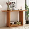 Console Table With Curved Corners And U Base Design - Natural Wood Veneer - Natural - Image 2