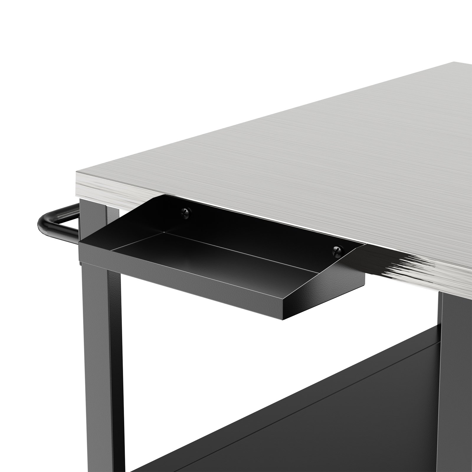 Outdoor Grill Table For Big Egg Style Bbq With Metal Grill Cart And Storage Box And Metal And Stainless Steel - Black / Silver - Image 16
