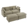 Modern Sofa Modular Sofa Couch Upholstered Corduroy L - Shape Sectional Sofa With Side Storage Pockets For Living Room - Brown - Image 14